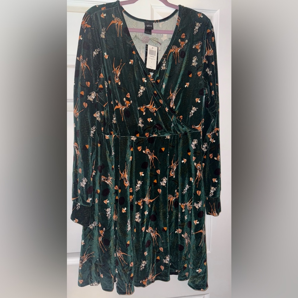 NEW! Disney Hot Topic Bambi Forest Velvet Dress Plus Size 1 14/16 NWT - Picture 2 of 4